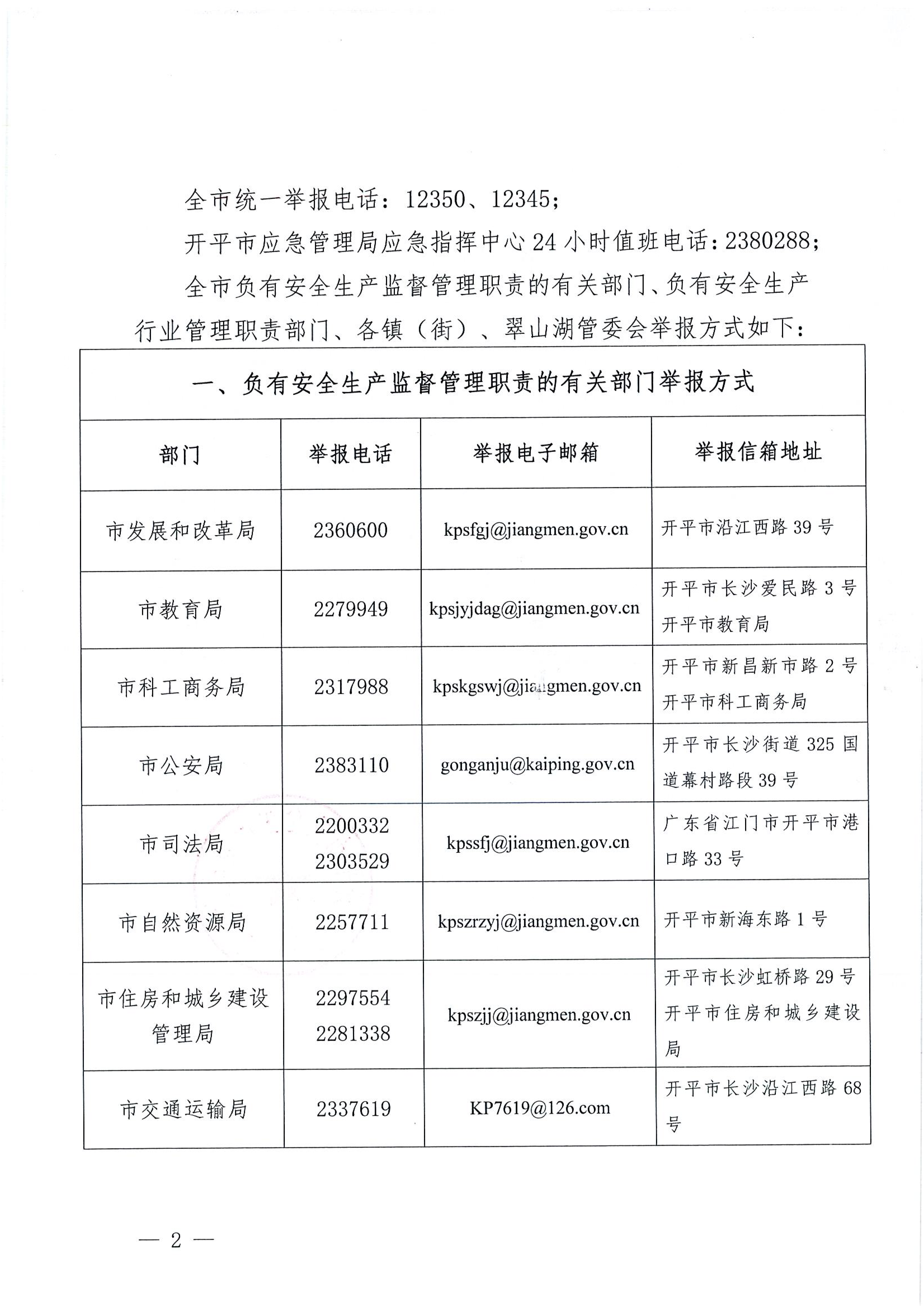 關于公布安全生產違法行為和安全生產事故舉報途徑的公告_01.png