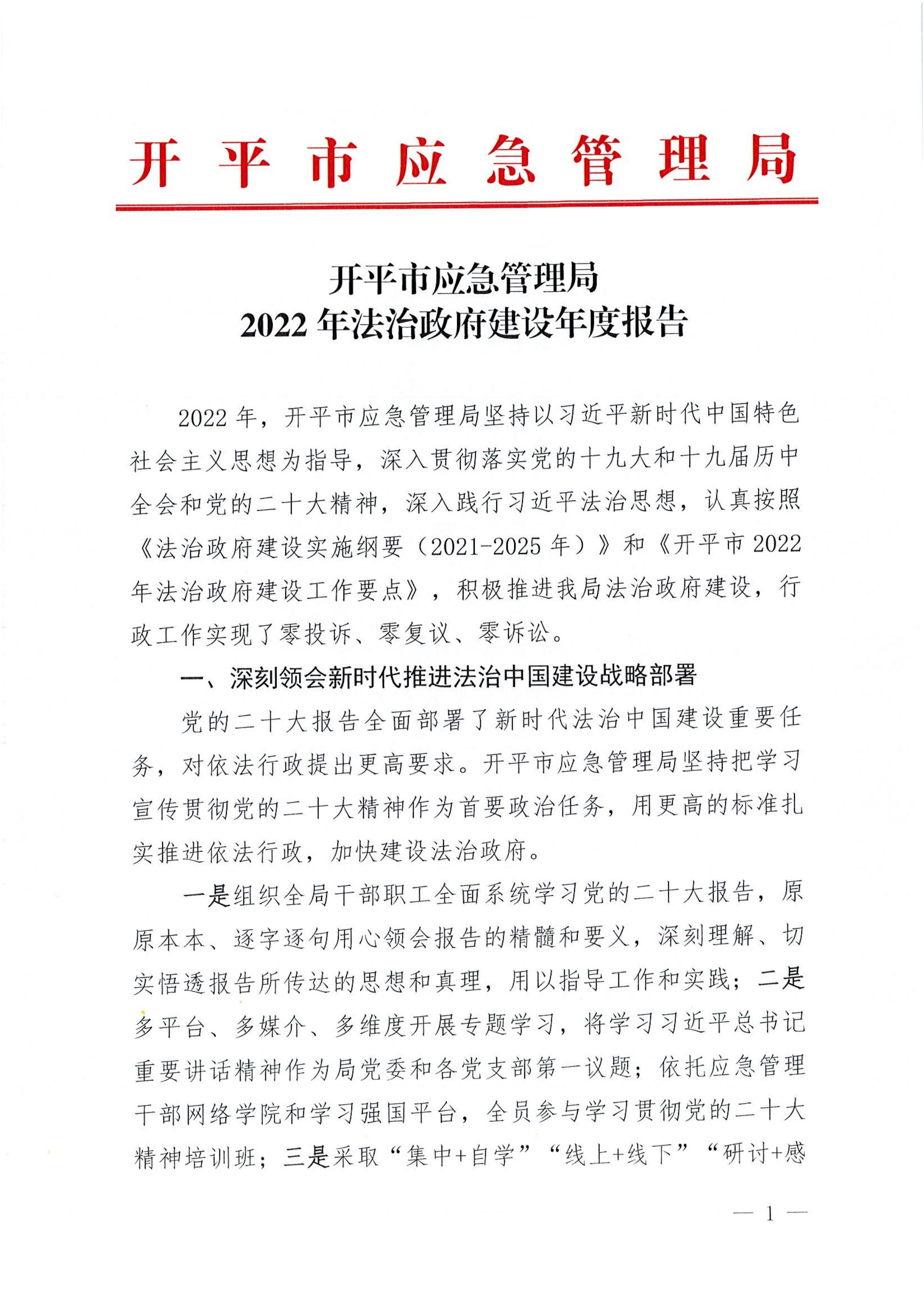 開平市應急管理局2022年法治政府建設(shè)年度報告_00.jpg